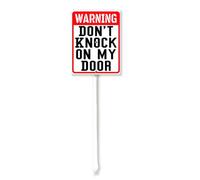 Vdenvileye Letrero de advertencia con estaca de aluminio inoxidable para decoración de césped, de 20 x 30 cm, con texto en inglés "Warning Don't Knock On My Door"