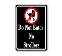 Vdenvileye Letrero de aluminio resistente con texto en inglés "Do Not Enter No Strollers", 30 x 40 cm, decoración de pared de metal resistente para patio, patio y porche