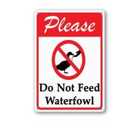 Vdenvileye Letrero de aluminio resistente con texto en inglés "Please Do Not Feed The Waterfowl", 20 x 30 cm, decoración de pared de metal resistente para patio, porche, patio