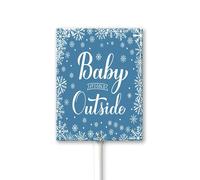 Vdenvileye Letrero de invierno con estaca para exteriores, 4.6 x 6 pulgadas, letrero de aluminio con texto en inglés "Baby Its Cold Outsid", decoración de Navidad, hogar, patio, jardín, decoración de