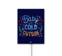 Vdenvileye Letrero de invierno con estaca para exteriores, 8 x 12 pulgadas, de aluminio, con texto en inglés "Baby Its Cold Outsid", decoración de Navidad, hogar, patio, jardín, decoración de fiesta