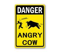 Vdenvileye Letrero de vaca enojada de peligro de 30 x 40 cm, de aluminio resistente, decoración de pared de metal libre de óxido para patio, patio, porche