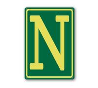 Vdenvileye Letreros de aluminio N de 14 x 20 cm, letras de metal para estacionamiento, jardín, puerta, buzón, decoración de pared para patio, patio, porche [fondo verde letras amarillas]