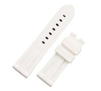 VDFNGFD Accesorios universales 22mm 24mm correa de reloj silicona sin polvo for buceo Compatible con Panerai Strap Seasonings Tissot(White,24MM_SILVER ROUND BUCKLE)