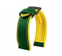 VDFNGFD Compatible con Casio PROTREK Watchband PRG-600/PRG-650 PRW-6600 GA2200/2300 Series Nylon + Rubber Sports Bracelet Correa de reloj 24 mm(Green-yellow-A)