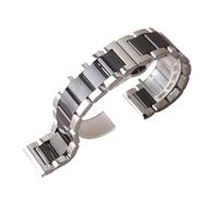 VDFNGFD Compatible con correa de reloj 18, 19, 20, 22 y 24mm, Metal pulido, negro plateado, repuesto acero inoxidable, pulsera for hombre, eslabón sólido(Silver and black,20mm)