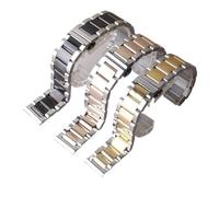 VDFNGFD Compatible con correa de reloj 18, 19, 20, 22 y 24mm, Metal pulido, negro plateado, repuesto acero inoxidable, pulsera for hombre, eslabón sólido(Black,19mm)