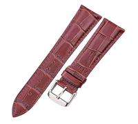 VDFNGFD Compatible con correa de reloj cuero estampado cocodrilo, piel vaca, 18, 19, 20, 21, 22 y 24 mm, negra, marrón, azul roja, unisex(Brown Silver Buckle,22mm)