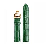 VDFNGFD Compatible con correa de reloj cuero vaca 12 a 24 mm, verde brillante, pulsera, moda(Green gold buckle,19mm)