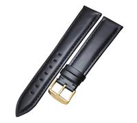 VDFNGFD Compatible con correas de reloj cuero liso hebilla pasador 18, 19, 20, 22, 21 y 24 mm, accesorios for negras marrones(Black gold buckle,18mm)