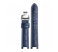VDFNGFD Correa de cuero azul compatible con relojes GC de 22 x 13 mm y 20 x 11 mm con muescas.(Blue white hook,20-11 gold bcukle)