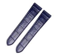 VDFNGFD Correa de reloj cuero con estampado bambú, Compatible correa liberación rápida vaca Cartier, cierre plegable Santos(Dark blue-gold,19mm)