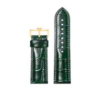 VDFNGFD Correa de reloj cuero repuesto Compatible con correa for hombres y mujeres 15 16 17 18 19 20 22MM(Dark green-gold,16mm)