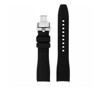 VDFNGFD Correa de reloj de silicona con extremo curvo compatible con Rolex Water Ghost Citizen Tissot 20 mm 22 mm pulsera deportiva universal(Black silver folding,21mm)