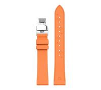 VDFNGFD Correa de reloj goma fluorada 14, 15, 16, 17 y 18mm, colorida hebilla mariposa FKM, correa repuesto for mujer, Compatible con Longines Cartier(Orange,18mm)