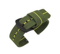 VDFNGFD Correa de reloj nailon 18 mm, 20, 22 y 24, compatible con correas elásticas tejidas militares, correa liberación rápida, deportivas for hombre(ArmyGreen-Yellow-BK,18mm)
