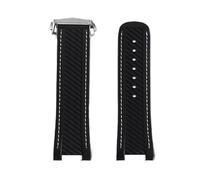 VDFNGFD Correa de reloj silicona goma 20 mm Compatible con Omega Seamaster 300 AT150 Rolex Black Green Water Ghost hebilla plegable(Black silver)