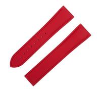 VDFNGFD Pulsera FKM de 20/21/22mm con enlace extremo curvado correa reloj goma fluorada suave Compatible Black Bay 1958 M79230R M79363N(Red,20MM WITHOUT LINK_WITHOUT BUCKLE)
