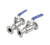 VDFNGFD Válvula de bola acero inoxidable 304, 3/4 ", 1", 1-1/2, 2", triple abrazadera, 50,5mm/64mm, tipo férula, Compatible con Homebrew(38mm x Ferrule 50.5,SS304)