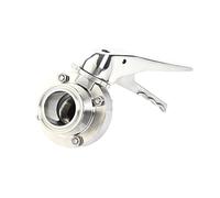 VDFNGFD Válvula de mariposa triple abrazadera SS304 acero inoxidable 1,5 "/2" con gatillo compresión Compatible productos lácteos Homebrew(1-1/2")