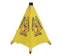 vdha Precaución, suelo mojado, letrero amarillo con texto en alemán 'Rutschgefahr bei Nässe', Montable en pared, Faltable, Bilingüe