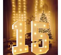 Vdhfgso Letrero Luminoso con números de marquesina de 2,3 pies: Letras Grandes iluminadas for Decoraciones de Fiestas: Bodas, cumpleaños, Baby Shower, Aniversarios, graduaciones(Number 15,3.3ft)