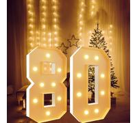 Vdhfgso Letrero Luminoso con números de marquesina de 2,3 pies: Letras Grandes iluminadas for Decoraciones de Fiestas: Bodas, cumpleaños, Baby Shower, Aniversarios, graduaciones(Number 80,3.3ft)