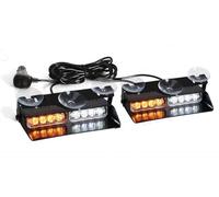 Vdifsvb Faros Niebla Luces Estroboscópicas LED 2 En 1 Coche Luz Emergencia Luz Advertencia Barra Para Parabrisas 16 LED Rojo Azul Ámbar Blanco(Yellow White)