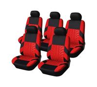 Vdifsvb Funda Asiento Coche Adecuado para Dos Filas De Asientos Delanteros Dobles Y Traseros 3 Independientes Fundas Universales para Coche(5pieces Red)