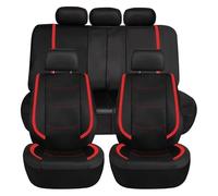 Vdifsvb Funda Asiento Coche Fundas Universales para Asientos De Coche Cuero Brillante con 3 Cremalleras Accesorios para Protector Cojín Interior(Red 5 Seat)