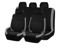Vdifsvb Juego Fundas Universales Poliéster para Asientos Coche Carreras Bordado Hexagonal Accesorios Interiores Esponja Compuesta Cremallera Fundas Asiento Automóvil(9pcs Gray)