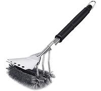 VDISRR Cepillo para Barbacoa, Cepillo de Limpieza para Parrilla Barbacoa 3 en 1 con Raspador, Cerdas de Acero Inoxidable, Diseño Horizontal, Área de Raspado Más Grande