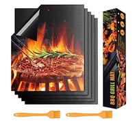 VDISRR Estera De Barbacoa 40 * 33 CM 5 Piezas, Alfombrilla Reutilizable de Barbacoa Apto Horno Gas Carbón y Barbacoa, Apto a Carne Pescado y Verduras, 1 Cepillo De Aceite