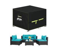 VDISRR Funda Mesa Exterior Impermeable 250x250x90cm, Tela Oxford 420D Funda Protectora Muebles de Jardin Cubre Mesa y Sillas Exterior con Salida de Aire Anti-UV, Antivento, Antipolvo