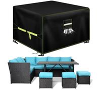 VDISRR Funda Mesa Exterior Impermeable, 600D Oxford Funda para Muebles de Jardín 150x150x75cm, Funda Protectora para Sofa con Salidas de Aire Cubierta de Muebles de Patio Anti Viento, Anti UV