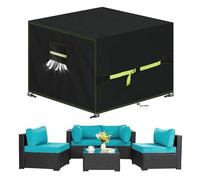 VDISRR Funda Mesa Exterior Impermeable 90x90x90cm, Tela Oxford 420D Funda Protectora Muebles de Jardin Cubre Mesa y Sillas Exterior con Salida de Aire Anti-UV, Antivento, Antipolvo