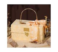 VDLLQYN, Caja de regalo de mano con solapa, caja de almacenamiento, cinta, tarjeta de felicitación, cumpleaños, varias vacaciones, papel de regalo sorpresa, cajas vacías,Cajas de Regalo(Yellow,24x12x