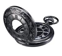 VDLLQYN, Escala de números Romanos Vintage con Cadena,Relojes de Bolsillo(Black)