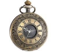VDLLQYN, Escala de números Romanos Vintage con Cadena,Relojes de Bolsillo(Bronze)