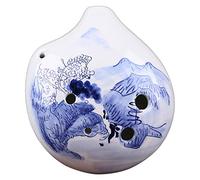 VDLLQYN, Ocarina de arcilla pintada a mano de 6 agujeros en Fa Alto ,Flauta de cerámica(White a)