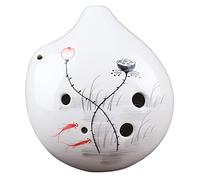 VDLLQYN, Ocarina de arcilla pintada a mano de 6 agujeros en Fa Alto ,Flauta de cerámica(White C)