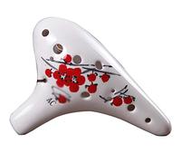 VDLLQYN, Ocarina de arcilla pintada a mano de alto do de 12 agujeros, ，Flauta de cerámica(White B)