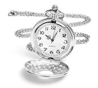 VDLLQYN, Reloj de Bolsillo Moderno, con Cadena, números Romanos Reloj de Bolsillo Elegante for cumpleaños, Aniversario, Navidad, Día del Padre,Relojes de Bolsillo(Silver)