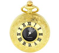 VDLLQYN, Reloj de Bolsillo Steampunk de Cuarzo con números Romanos Vintage con Cadena for Hombres, Regalos de cumpleaños y Navidad,Relojes de Bolsillo(Black)