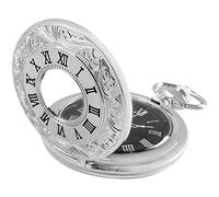 VDLLQYN, Reloj de Bolsillo Steampunk de Cuarzo con números Romanos Vintage con Cadena for Hombres, Regalos de cumpleaños y Navidad,Relojes de Bolsillo(Silver)
