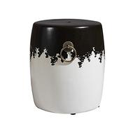 VDLLQYN, Taburete de Tambor de cerámica, Anillo de latón Retro Blanco y Negro, Adecuado for decoración de terraza, Dormitorio y jardín,Taburete de cerámica de Tambor(Round)