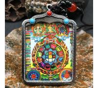 VDLLQYN, Thangka Tibetano Pintado a Mano, Collar con Colgante de Budismo nepalí, Amuleto de Plata tibetana, Estilo Chino, Collar Maitreya, Marca Buda, Collar Colgante Thangka(8)