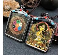 VDLLQYN, Thangka Tibetano Pintado a Mano, Collar con Colgante de Budismo nepalí, Amuleto de Plata tibetana, Estilo Chino, Collar Maitreya, Marca Buda, Collar Colgante Thangka(Random 1pc)