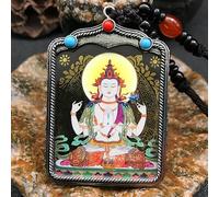 VDLLQYN, Thangka Tibetano Pintado a Mano, Collar con Colgante de Budismo nepalí, Amuleto de Plata tibetana, Estilo Chino, Collar Maitreya, Marca Buda, Collar Colgante Thangka(15)