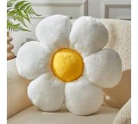 Vdoioe Almohada de flores blancas, almohada con forma de flor de 15.7 pulgadas, cojín de suelo, cojín de asiento de flores lindas almohadas decorativas para el hogar para sofá cama